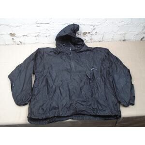 Old Navy Men’s Black Anorak Pullover Windbreaker Nylon Hooded Pockets Medium